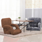 Foldable Floor Recliner Lazy Chair with Armrest Coffee