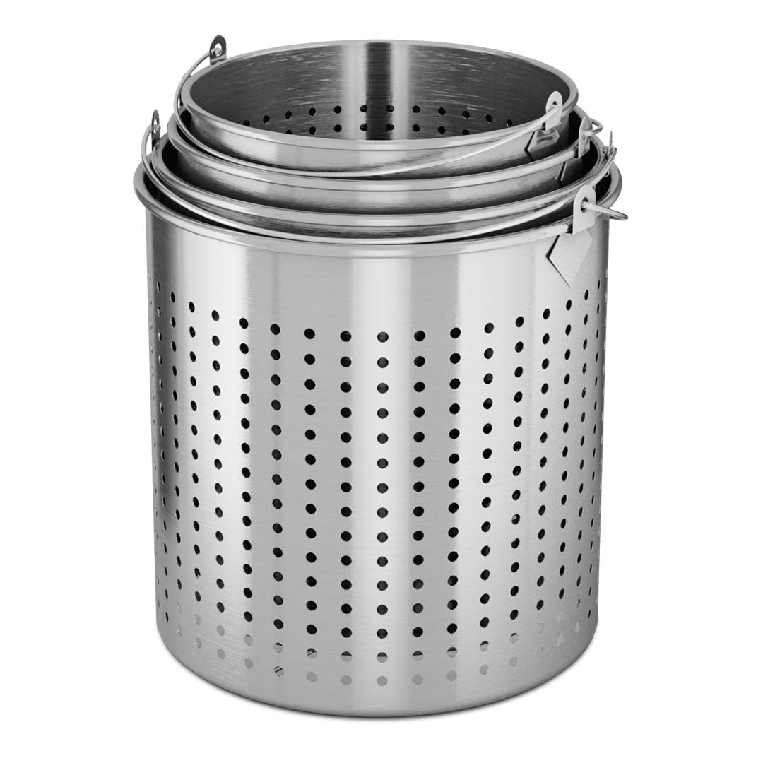 50L 18/10 Stainless Steel Perforated Pasta Strainer with Handle