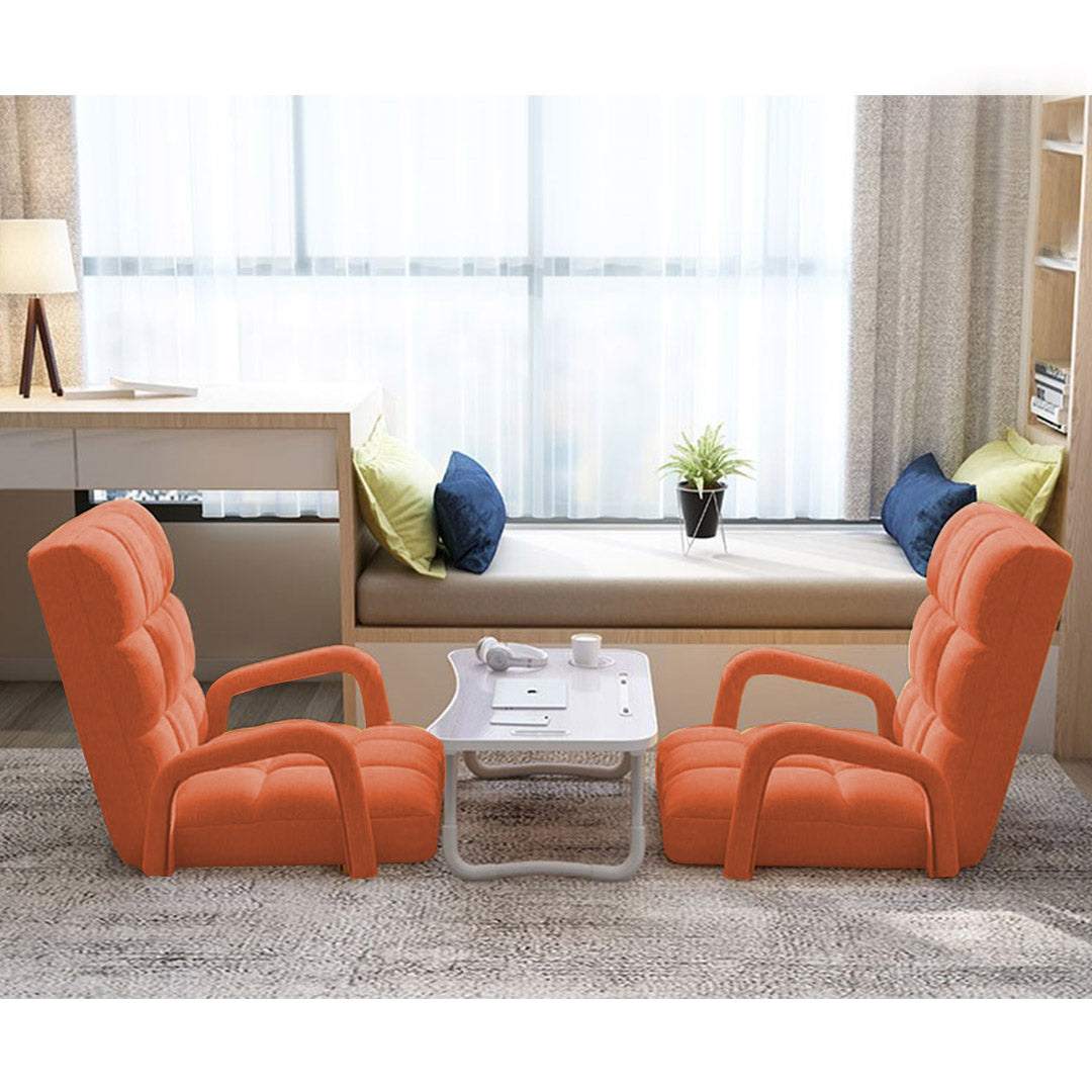 Floor Recliner Lazy Chair with Armrest Orange