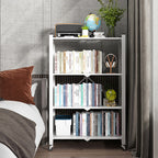 4 Tier White Foldable Display Stand with Wheels