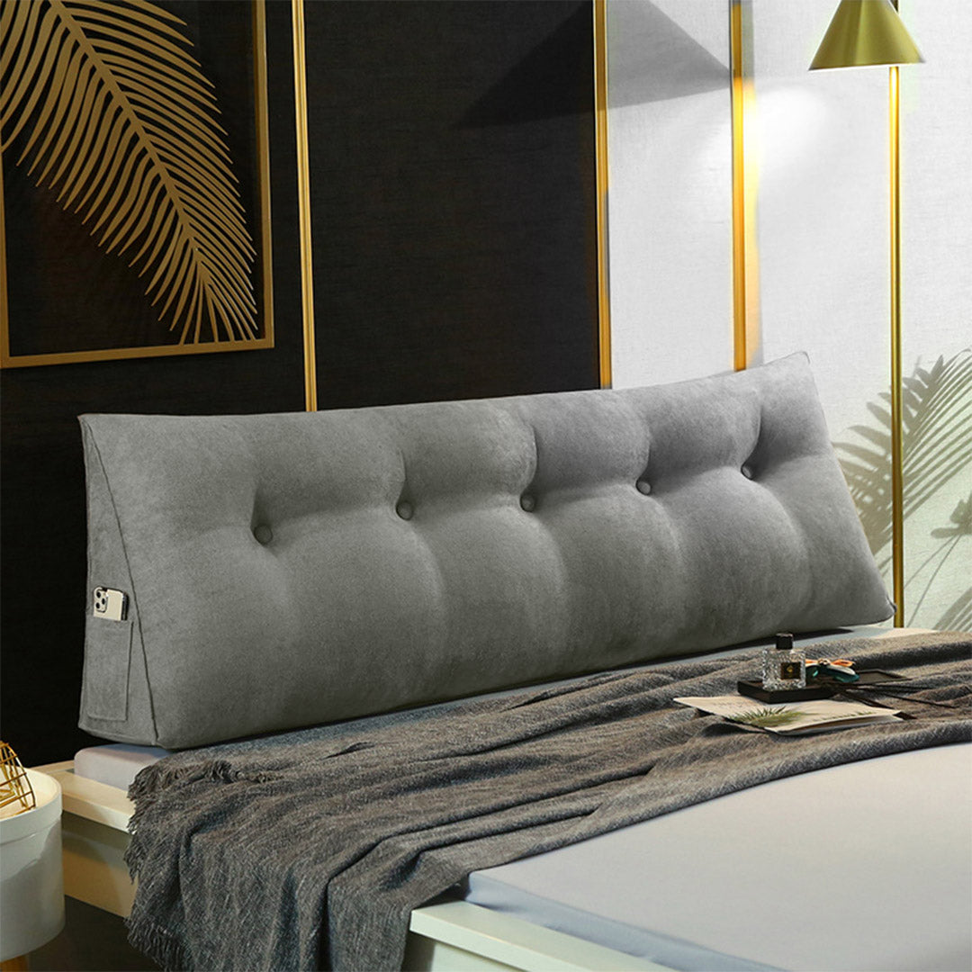 SOGA 150cm Grey Wedge Bed Cushion