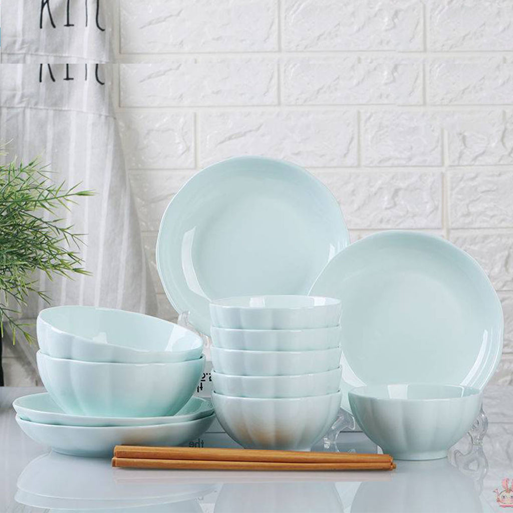 Blueware Ceramic Light Blue Ceramic Dinnerware Set of 4 – Soga International