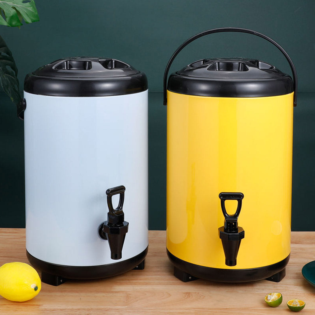 14L Stainless Steel Milk Tea Barrel with Faucet Yellow