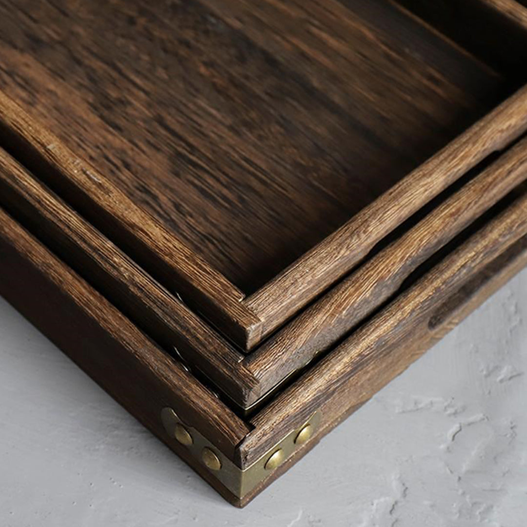 Small Walnut Rectangle Wooden Tray