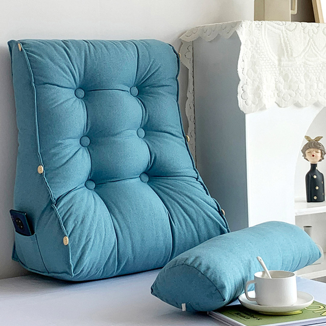 60cm Blue Wedge Lumbar Pillow