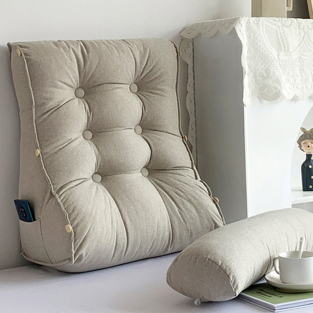 60cm White Wedge Lumbar Pillow