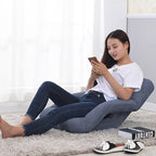 Foldable Floor Recliner Lazy Chair with Armrest Grey