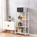 4 Tier Foldable Kitchen Shelves with Wheels White