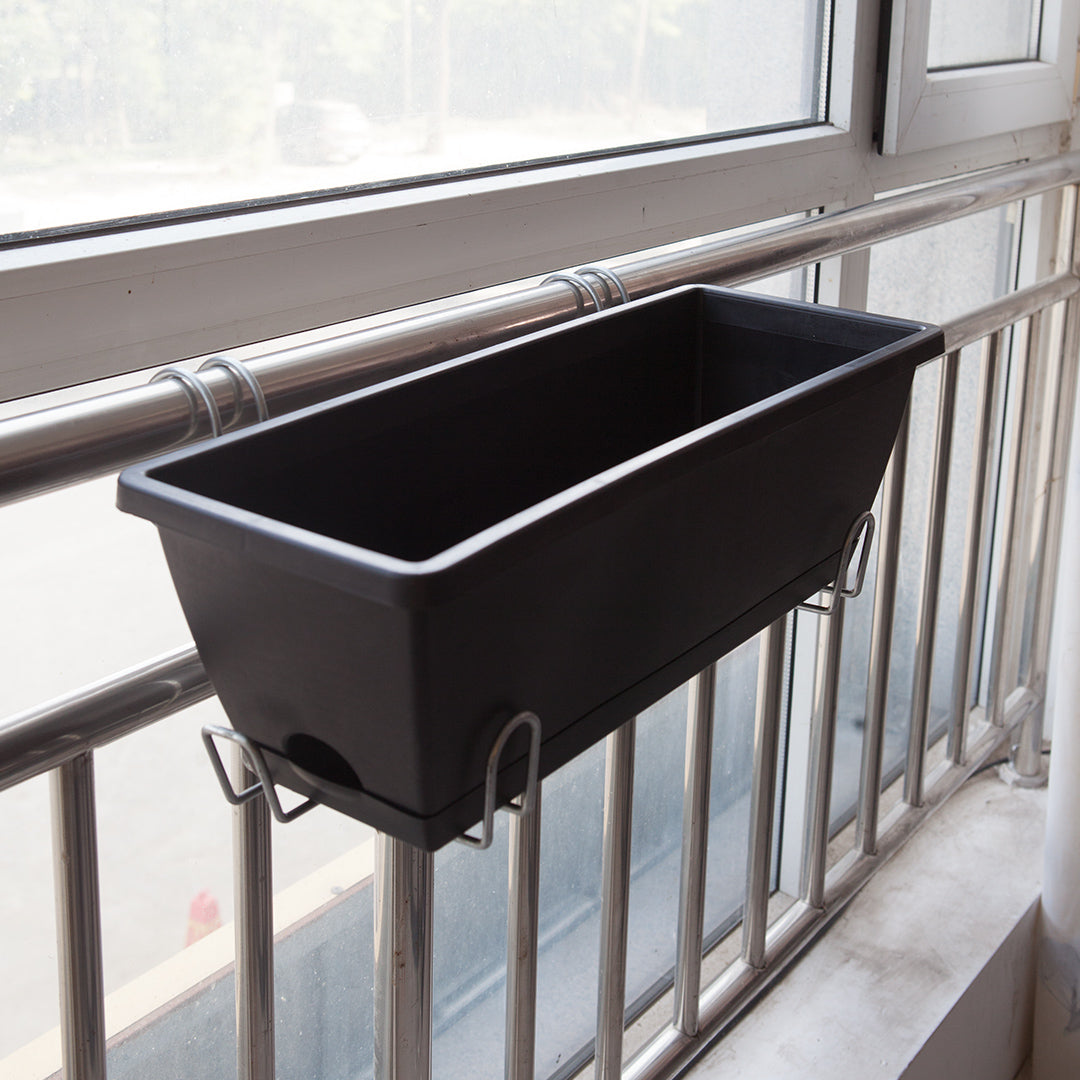 49.5cm Black Rectangular Vegetable Herb Flower Planter Box Set of 2