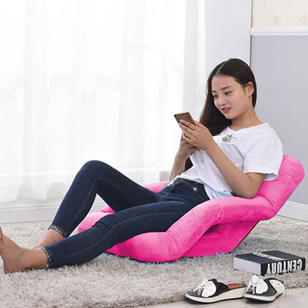 Foldable Floor Recliner Lazy Chair with Armrest Pink