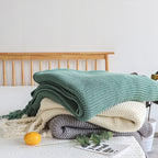 Coffee Tassel Fringe Knitted Throw Blanket