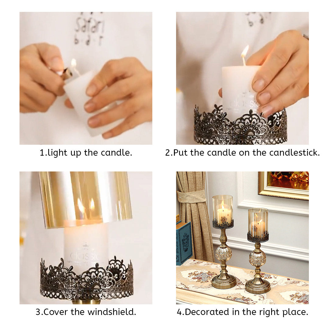 42cm Glass Candle Holder