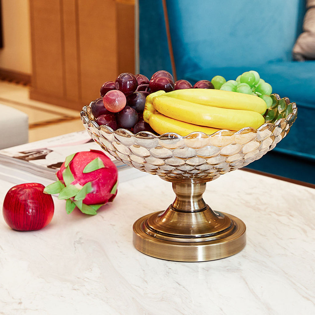 Pedestal Crystal Glass Fruit Bowl