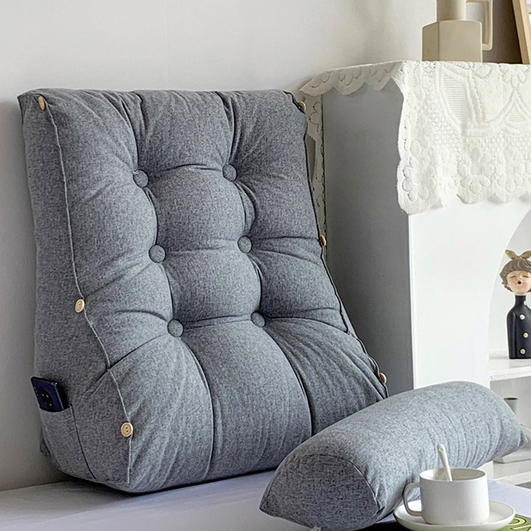 45cm Silver Wedge Lumbar Pillow
