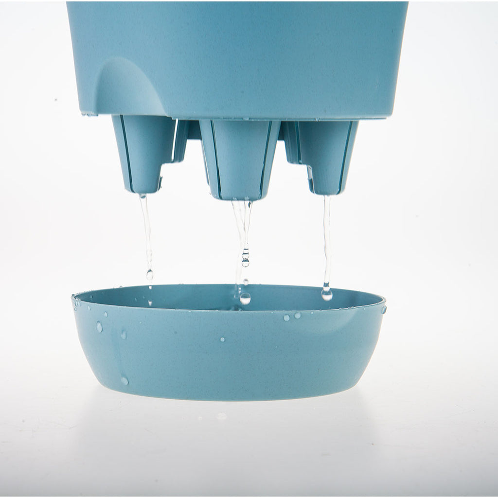 Blue Plastic Plant Self Watering Indoor Outdoor Plant Pot Set of 3