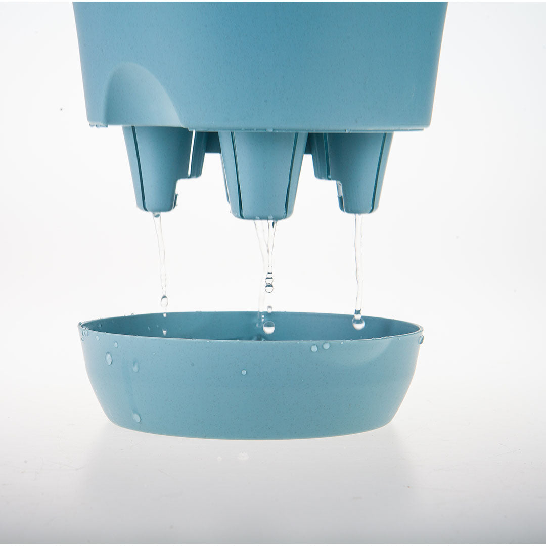 Blue Plastic Plant Self Watering Indoor Outdoor Plant Pot Set of 3