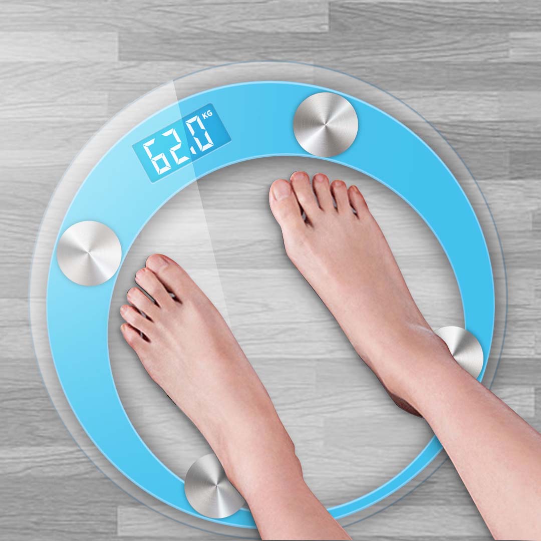 180kg Digital Glass LCD Scales Round Orange