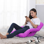 Foldable Floor Recliner Lazy Chair with Armrest Purple