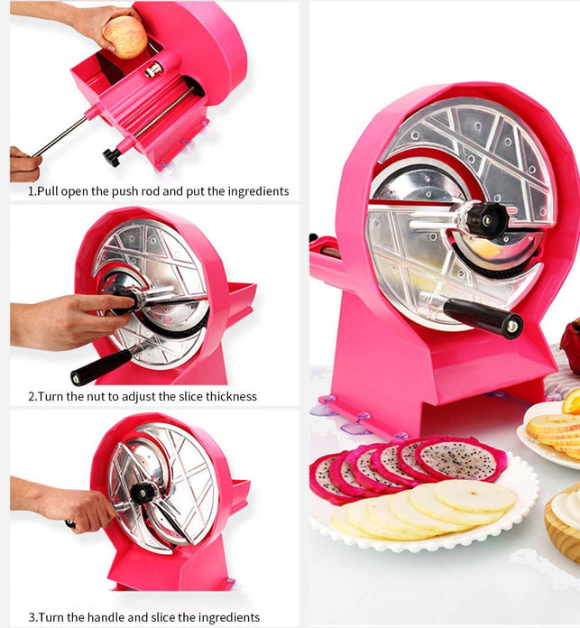 SOGA Commercial Manual Vegetable Fruit Slicer Kitchen Cutter Machine Pink