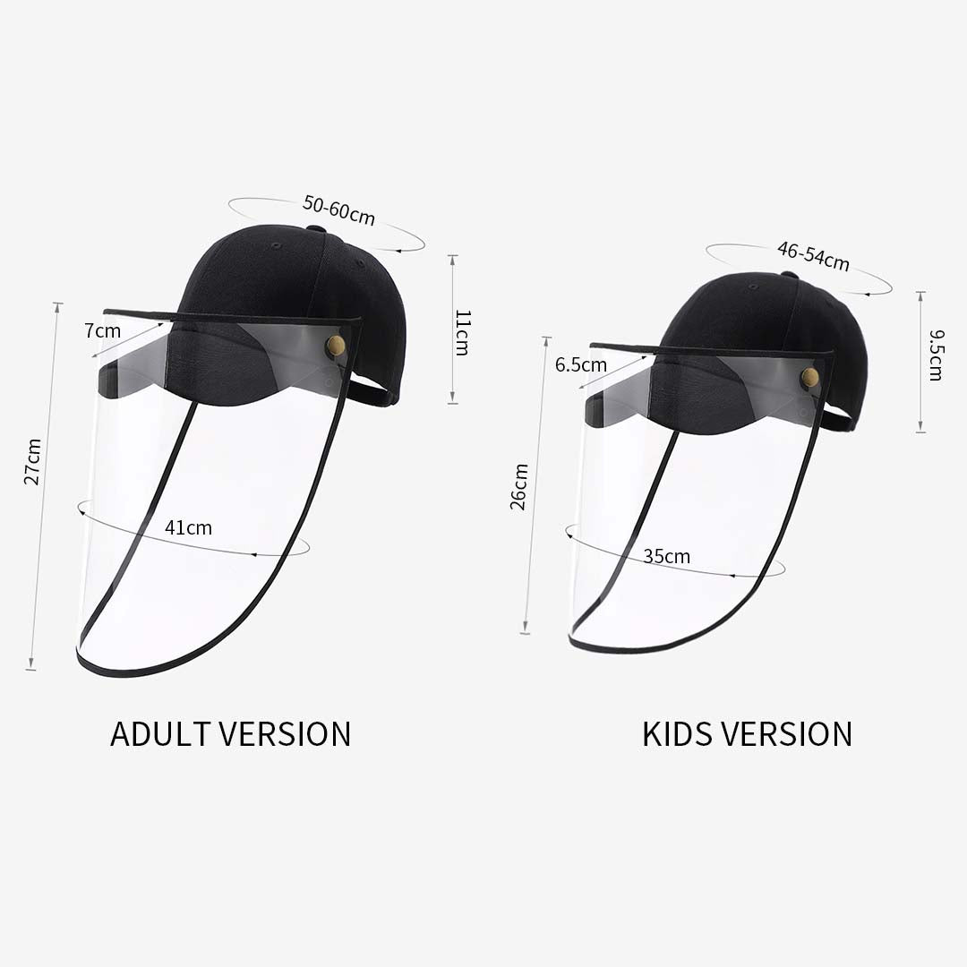 Outdoor Protective Hat Full Face HD Shield Cover Kids Black