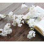 67cm Blue Glass Floor Vase with 10pcs White Artificial Flower Set