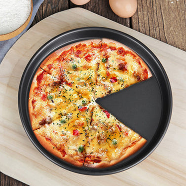 Round Black Steel Pizza Tray Set