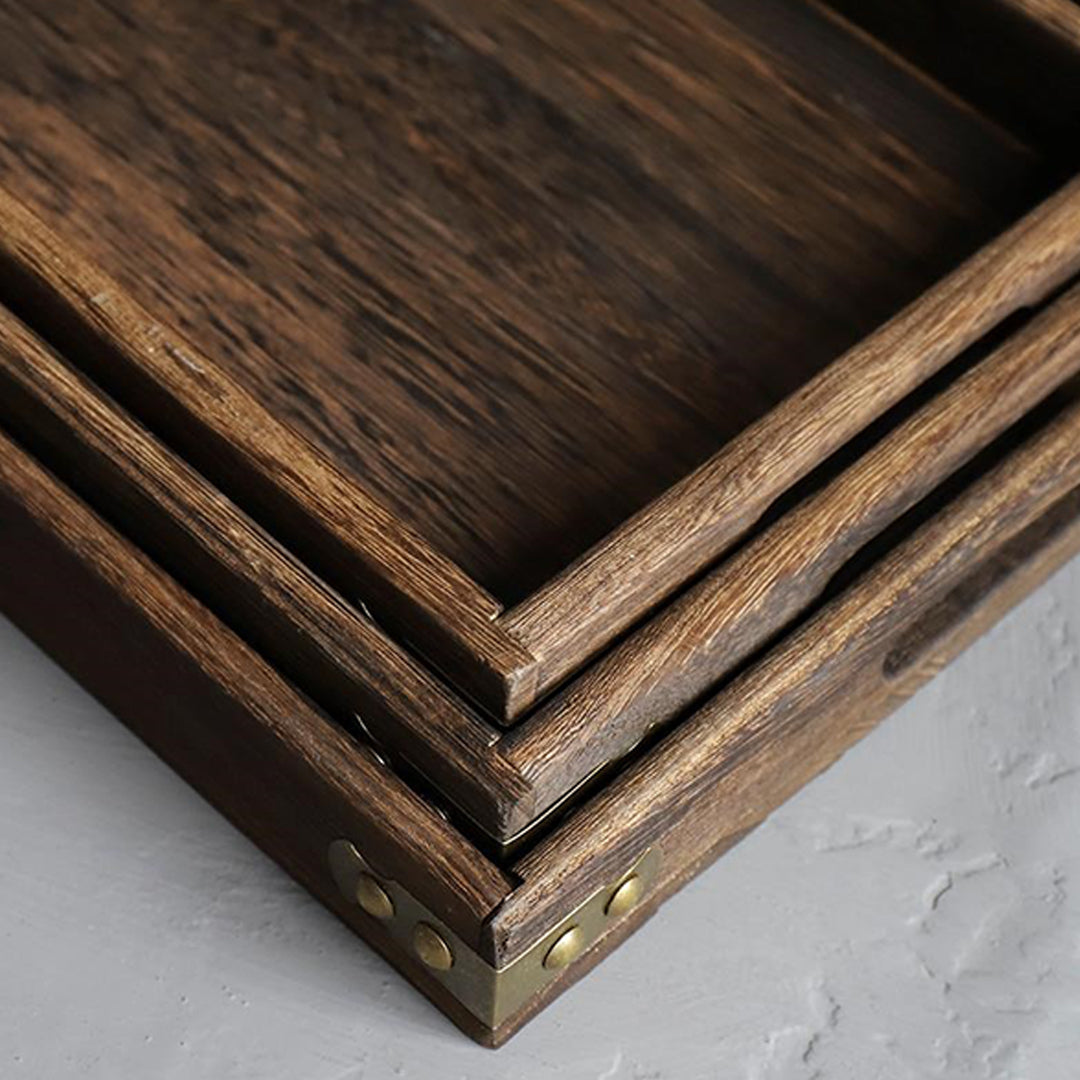 Large Walnut Rectangle Wooden Tray