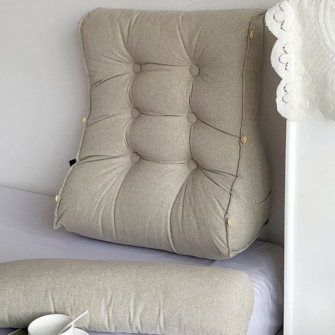 60cm White Wedge Lumbar Pillow