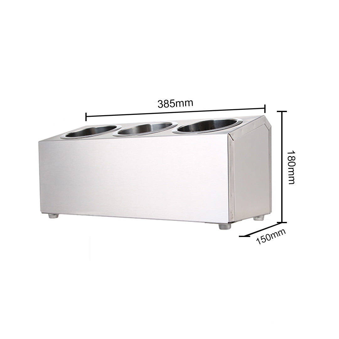18/10 Stainless Steel Commercial Cutlery Holder with 3 Holes