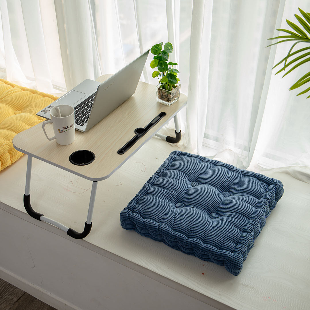 Blue Plush Square Cushion
