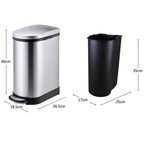 Foot Pedal Stainless Steel Trash Bin 10L