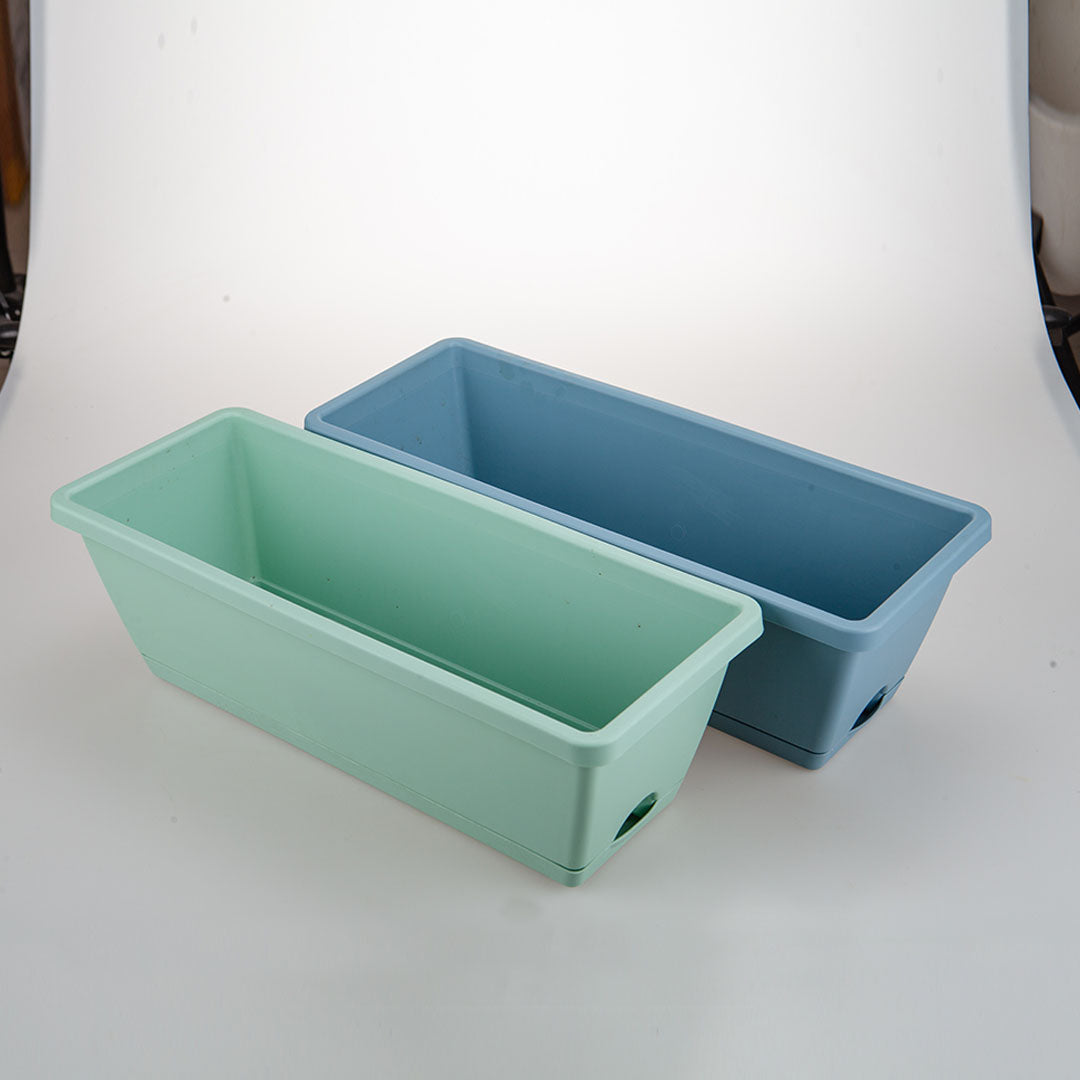 49.5cm Blue Rectangular Vegetable Herb Flower Planter Box Set of 2