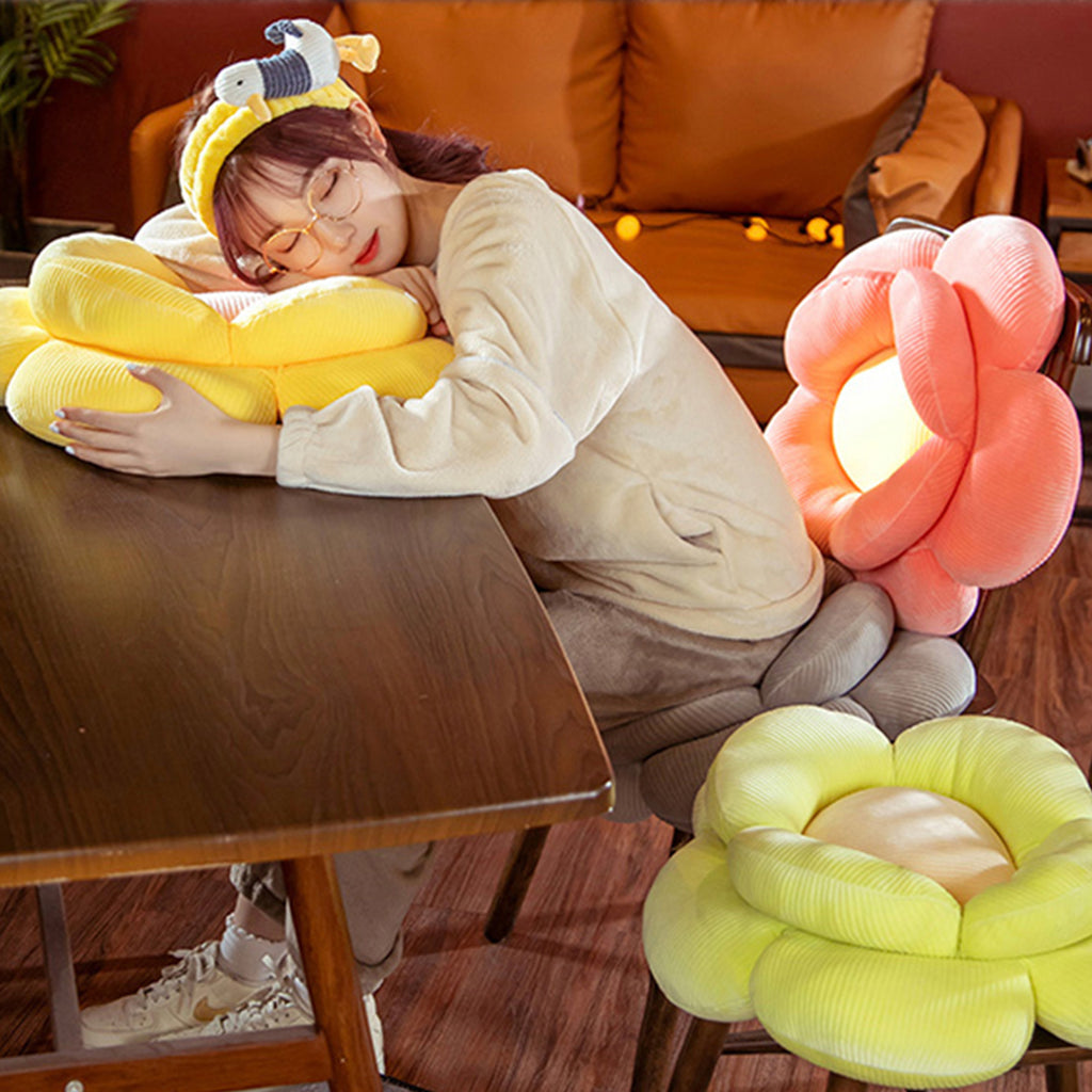 Beige Double Flower Shape Cushion