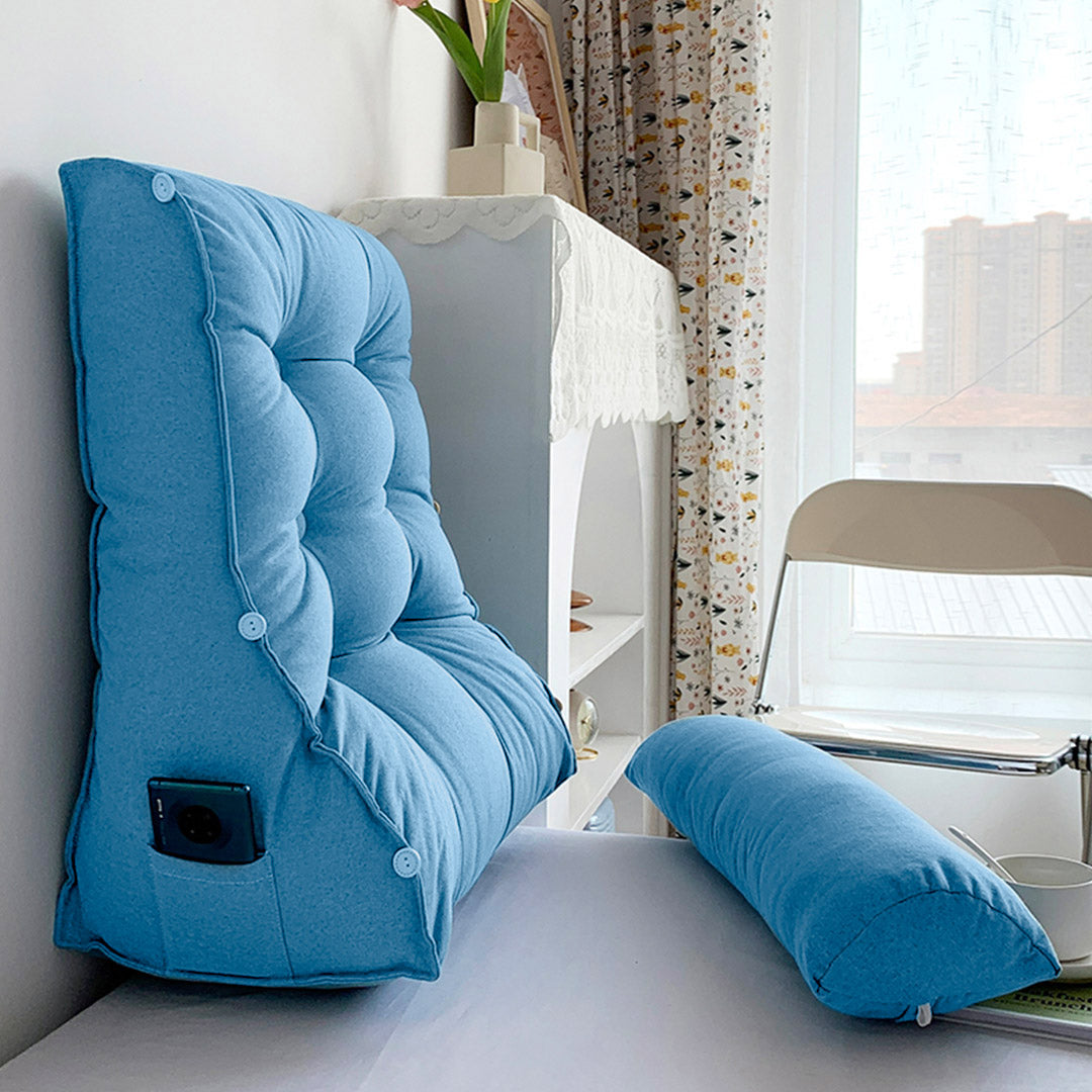 45cm Blue Wedge Lumbar Pillow
