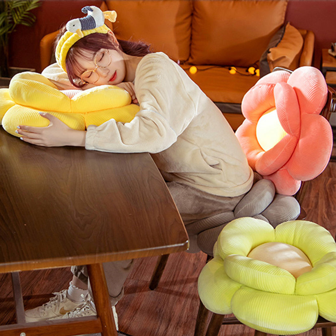 Yellow Double Flower Shape Cushion
