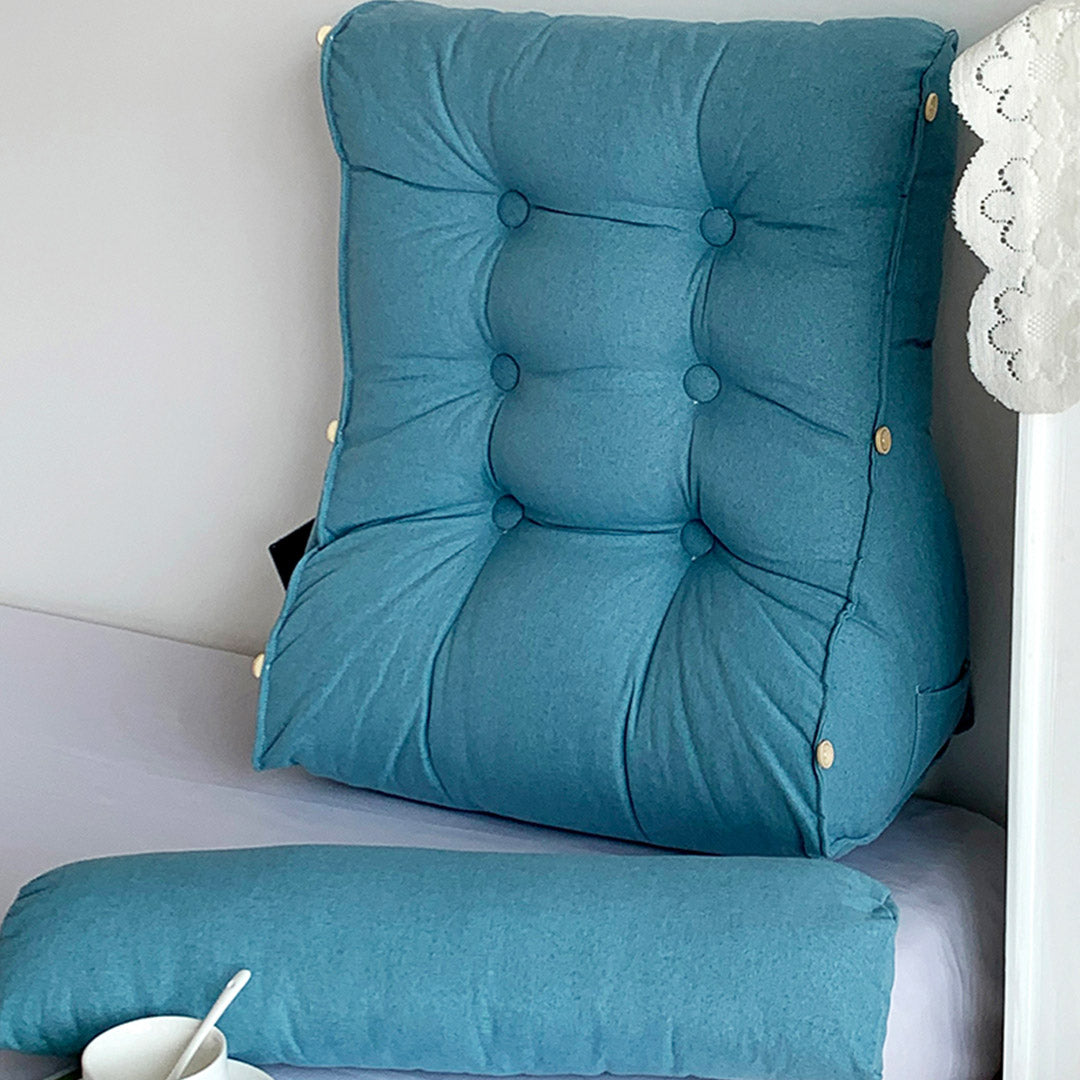 60cm Blue Wedge Lumbar Pillow