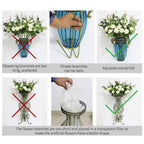 67cm Blue Glass Floor Vase with 10pcs White Artificial Flower Set