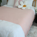 Pink Acrylic Knitted Throw Blanket