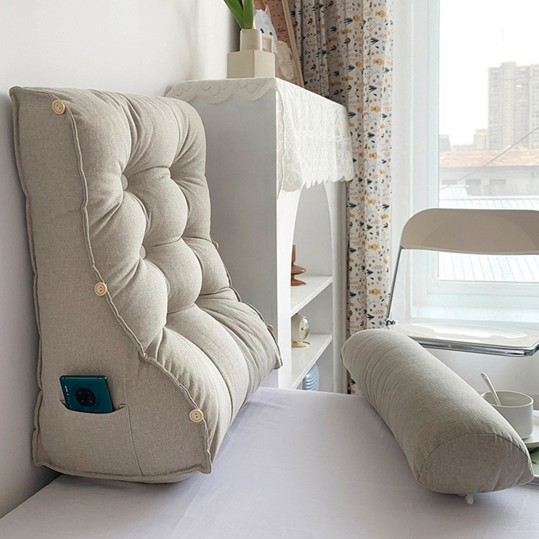 45cm White Wedge Lumbar Pillow