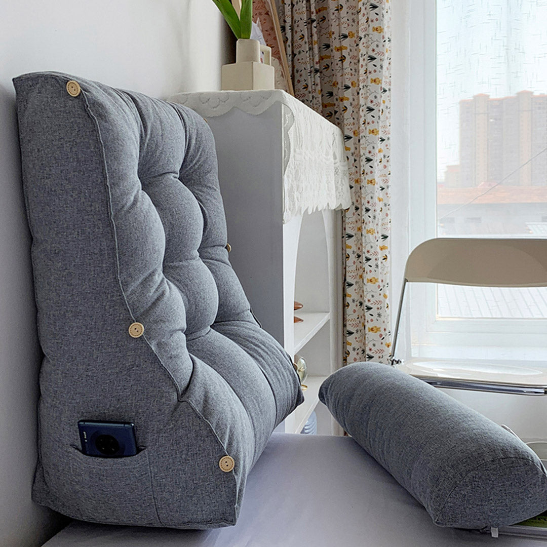 60cm Silver Wedge Lumbar Pillow