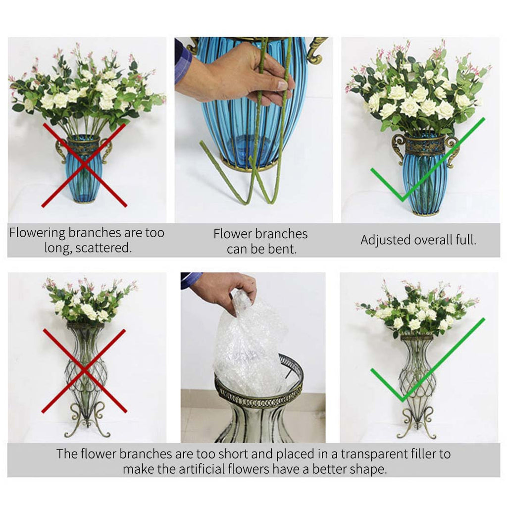 85cm Green Glass Floor Vase and 12pcs Blue Artificial Flower Set