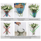 85cm Green Glass Floor Vase and 12pcs Blue Artificial Flower Set