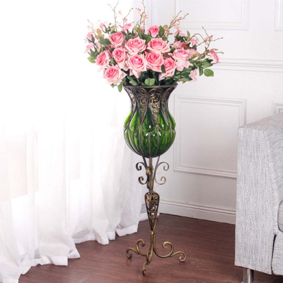 12 Heads Artificial Silk Rose Bouquet Pink