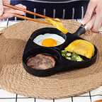 3 Mold Cast Iron Omelette Fry Pan