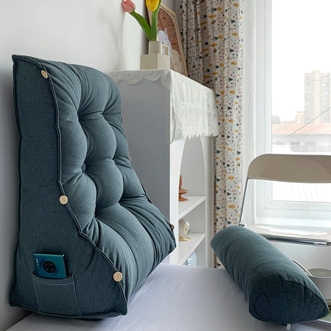 60cm Grey Wedge Lumbar Pillow
