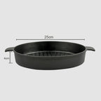 SOGA 25cm Round Ribbed Cast Iron with Handle