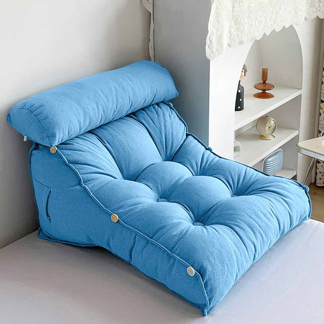 45cm Blue Wedge Lumbar Pillow