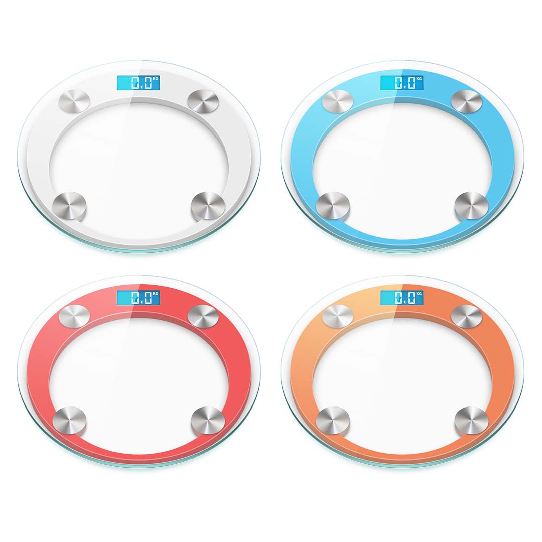 180kg Digital Glass LCD Scales Round Orange
