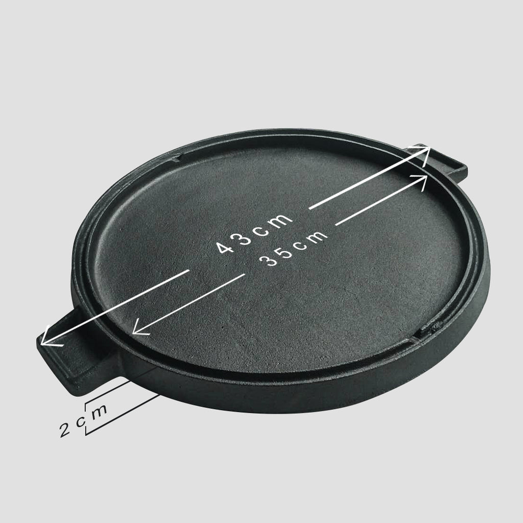 SOGA 43cm Round Ribbed Cast Iron Frying Pan with Handle