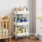 3 Tier Steel White Foldable Kitchen Cart